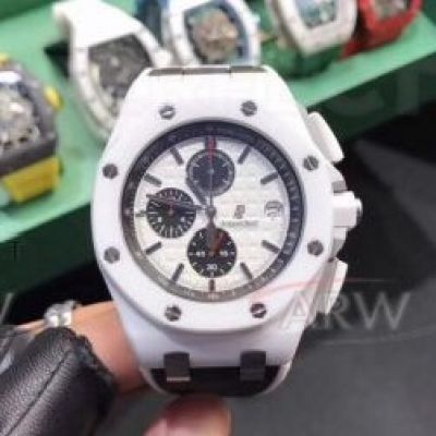 Perfect Replica Audemars Piguet Royal Oak White Ceramic Bezel White Face 42mm Watch